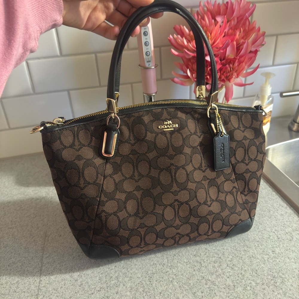 Coach Brown and Black Signature Satchel